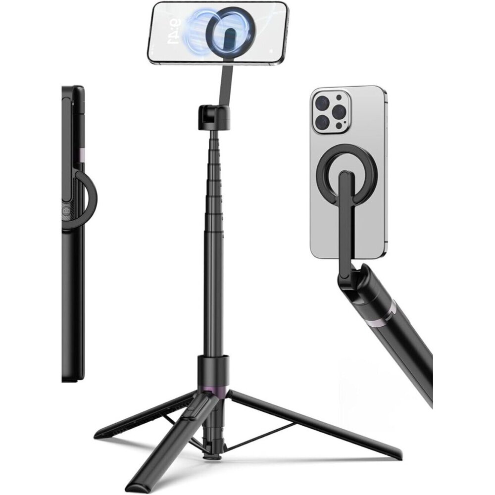 Magnetic Phone Tripod 68" Selfie Stick Aluminum Remote